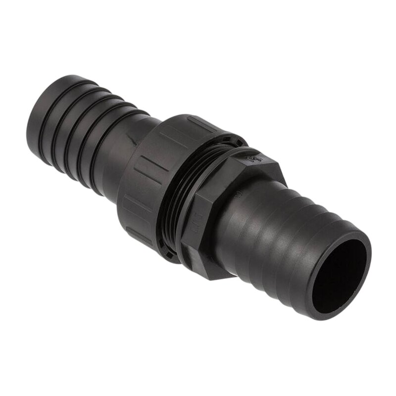 38 x 32 mm Schlauch Verschraubung reduziert 2-fach Stutzen Tülle Pool Teich Garten PP schwarz - PN 6 bar