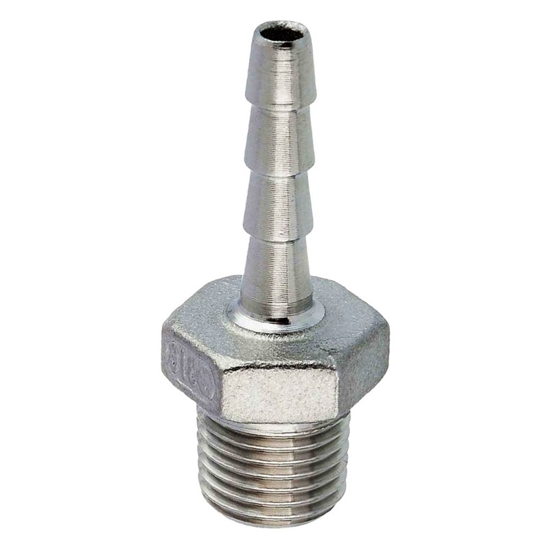 8 mm x 1/8" Zoll Schlauch Tülle Stutzen Außengewinde AG Nippel Edelstahl AISI 316 VA  Fitting - PN 20 bar