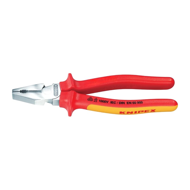 225 mm Kraft Kombi Universal Zange VDE verchromt 2K Griffe Knipex
