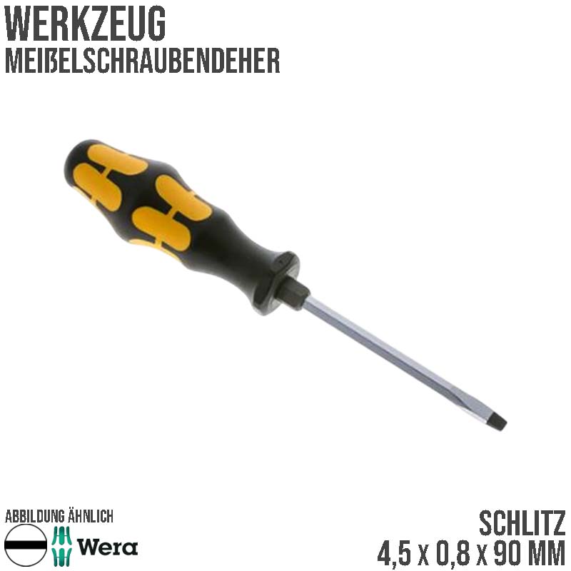 4,5 x 0,8 x 90 mm Schlitz Schrauben Meißel Dreher Zieher -  Wera Kraftform Plus 900