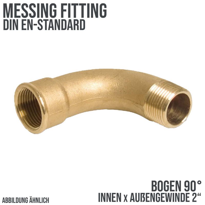 2" Bogen 90° Nr. 1 Innen x Außengewinde IG x AG Messing Fittings PN 40 bar