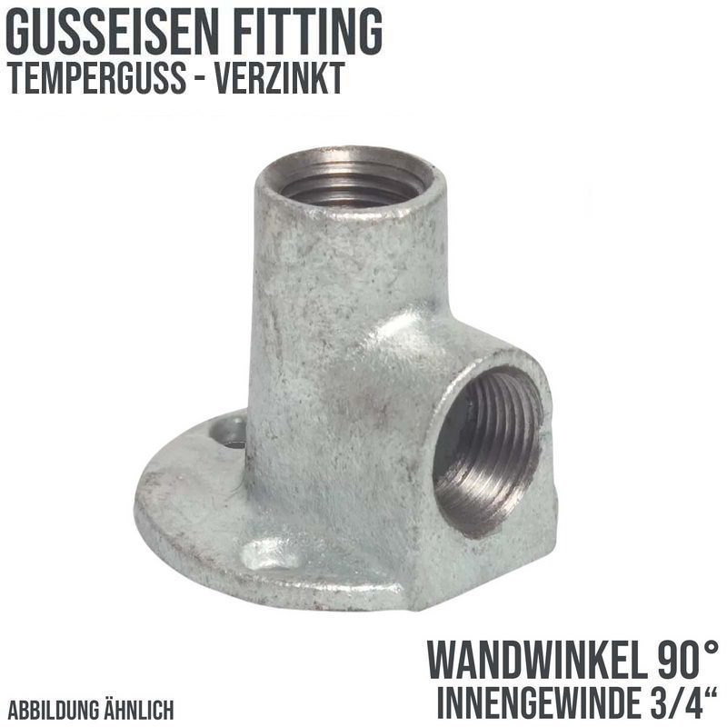 3/4" Gusseisen Temperguss Fitting Nr. 471 Wandwinkel 90° Innengewinde IG DVGW PN 25 bar