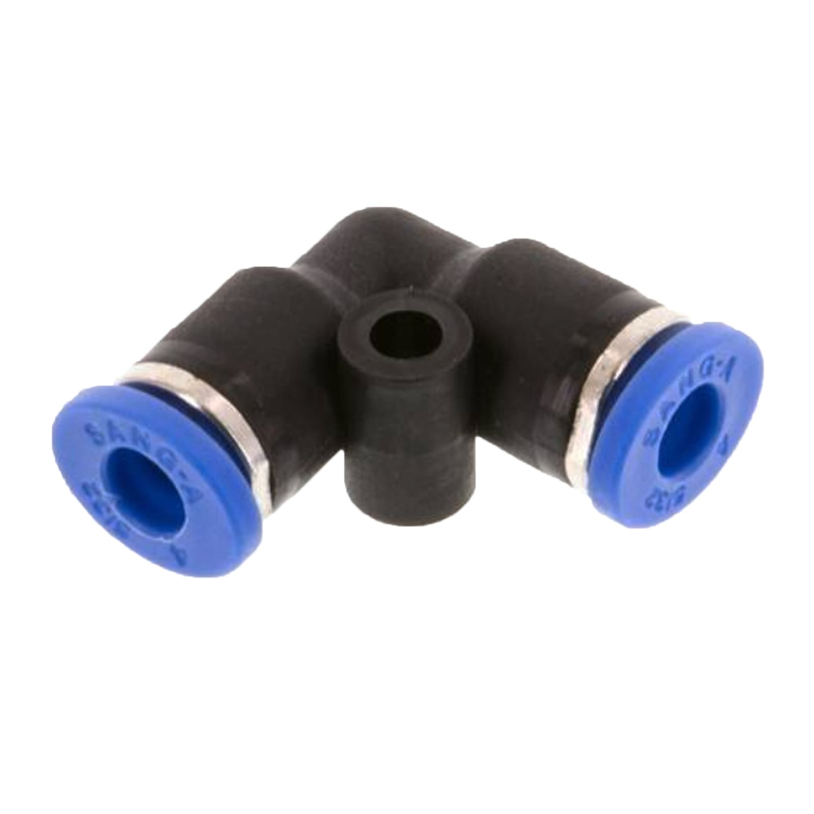 16 mm Pneumatik Schnell Steck Verbinder IQS Winkel 90° blau/schwarz PA PU Schlauch - PN 20 bar
