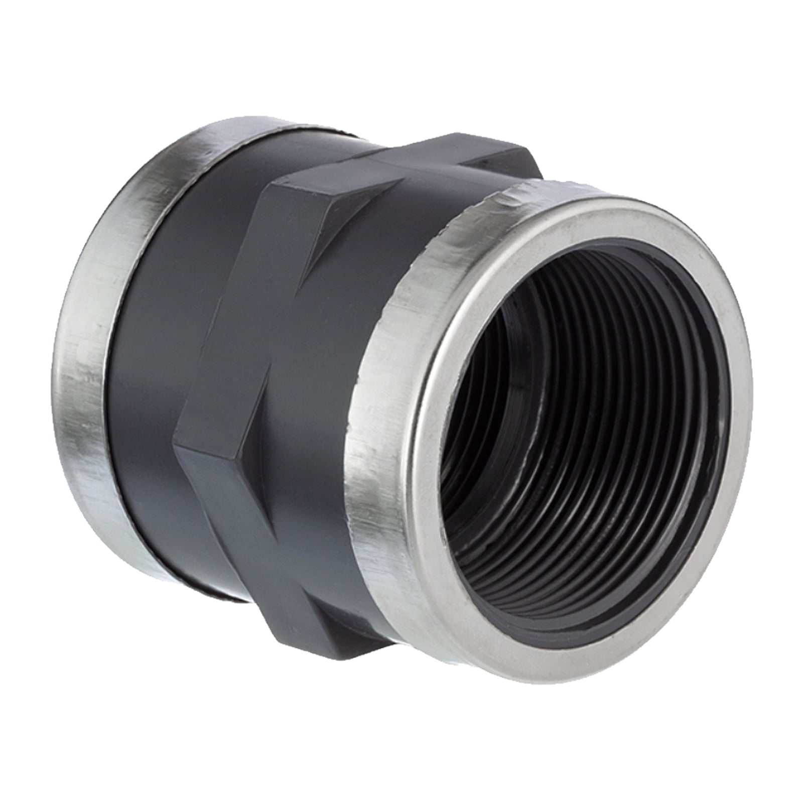 1/2" PVC Fitting Gewinde Muffe 2-fach Innengewinde verstärkt Verbinder - PN 16 bar