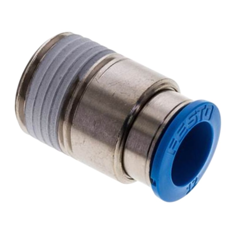 8 mm x 1/8" Pneumatik Schnell Steck Verbinder Außengewinde AG blau/schwarz ISK QS-1/8-8-I (153015) - PN 14 bar