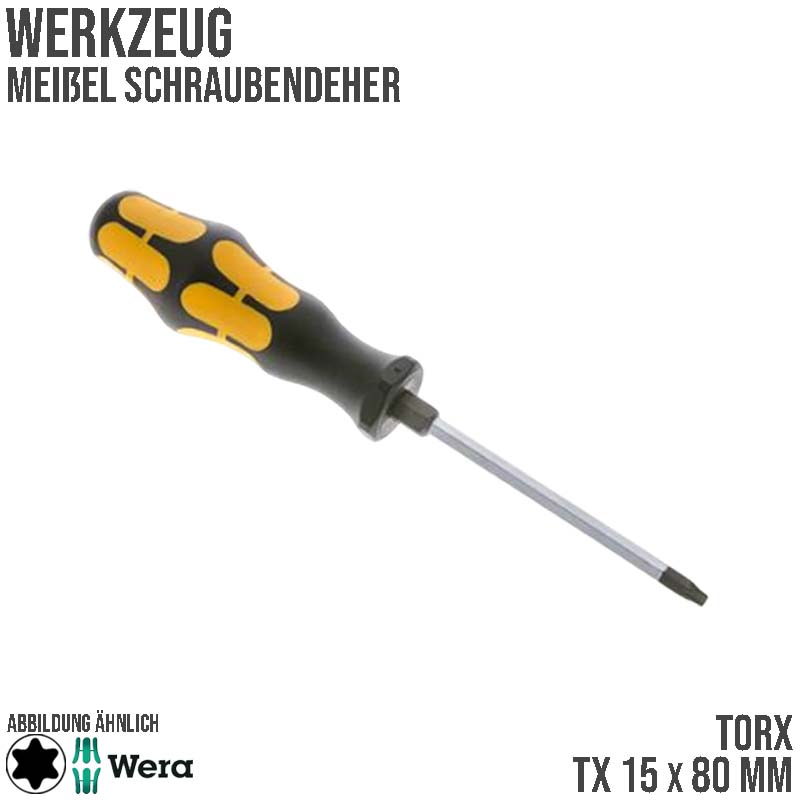 TX 15 x 80 mm TORX Schrauben Meißel Dreher Zieher - Wera Kraftform Plus 900