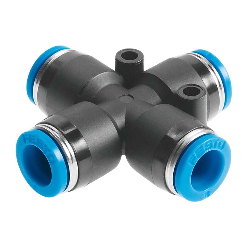 12 mm Pneumatik Schnell Steck Verbinder QS Kreuz blau/schwarz QS-4 (153035) - PN 14 bar