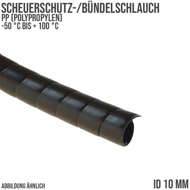 10 x 12,4 mm PP Scheuer Schutz Kabel Bündel Schlauch schwarz