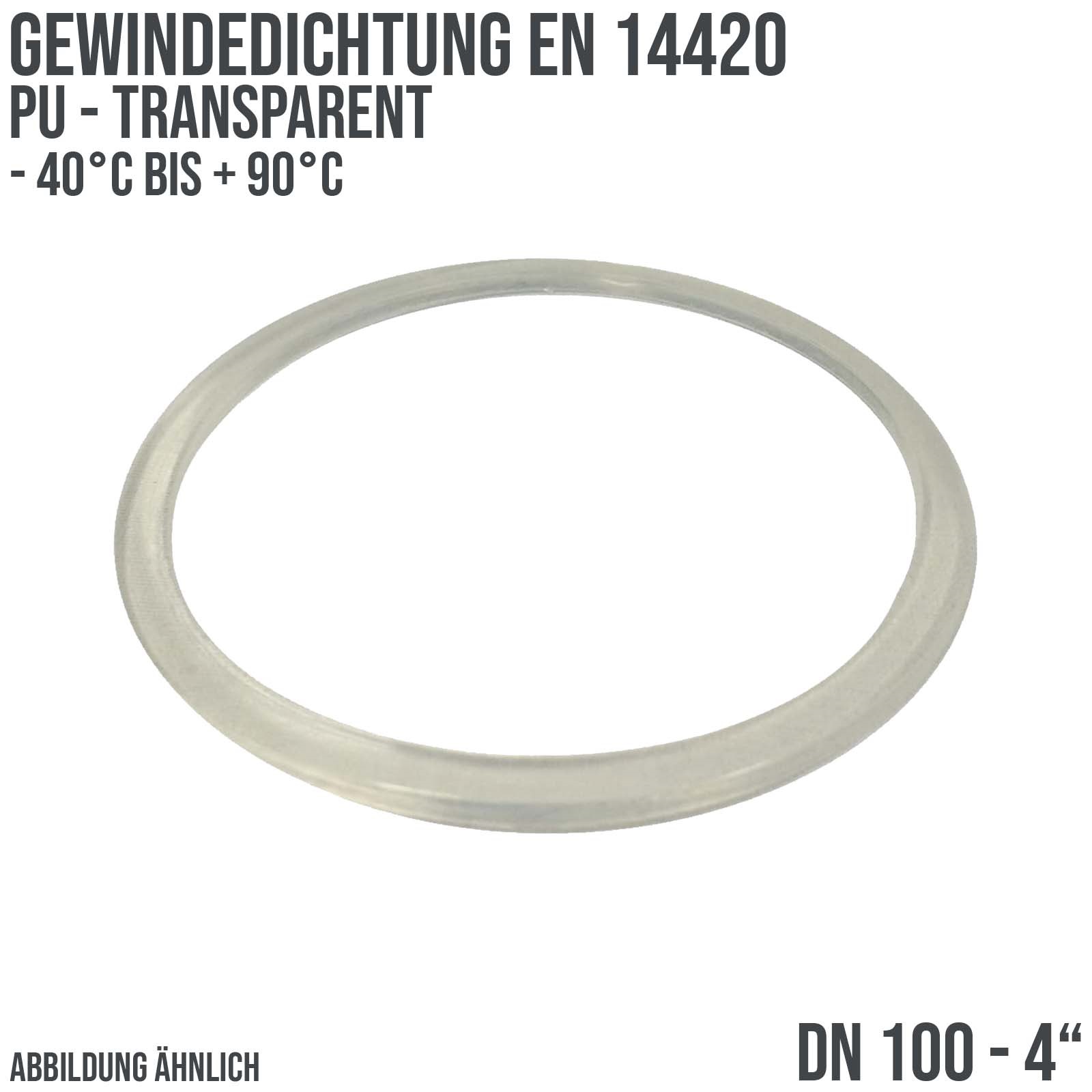 4" Zoll Gewindedichtung EN 14420 PU transparent DN 100