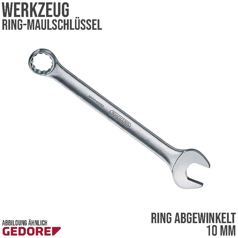 10 mm Ring Maul Schlüssel abgewinkelt Vanadium Stahl verchromt Gedore red Line ECO