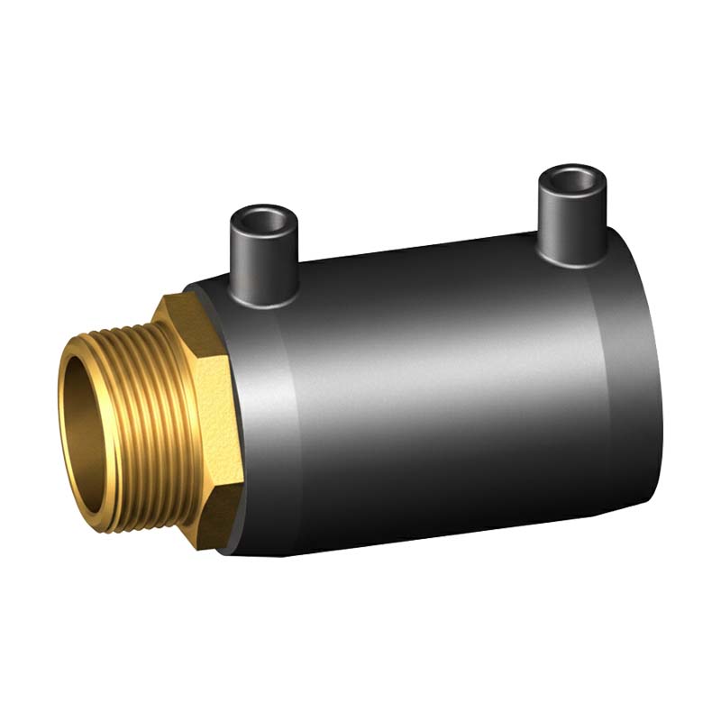 50 mm PE 100 Elektro Schweiß Fitting Muffe x Außengewinde 50 mm x 1 1/2" SDR 7,4 DVGW 24 VAC schwarz