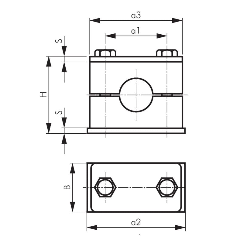 32 mm Rohrschelle Polypropylen PP leichte Baureihe Anschweißplatte Elastomereinsatz