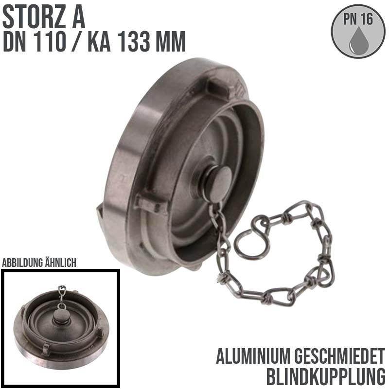 STORZ A DN 110 KA 133 Blindkupplung mit Kette Saug Bau Feuerwehr Schlauch Aluminium - PN 16 bar