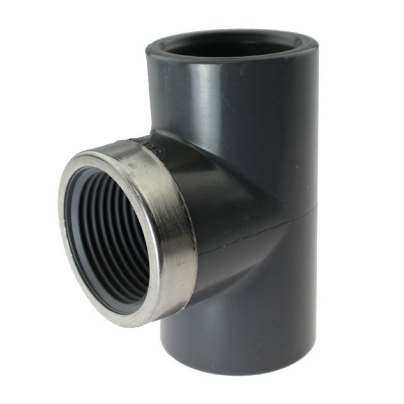 50 mm PVC Klebe Fitting T-Stück 90° 50 mm x 1 1/2" Klebemuffe x Innengewinde - PN 16 bar