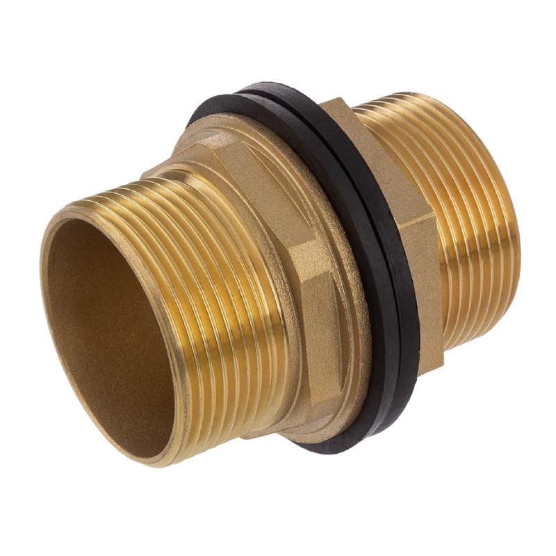 1 1/4" Tank Regen Tonnen Durchführung Connector Messing 2-fach Außengewinde  - PN 16 bar