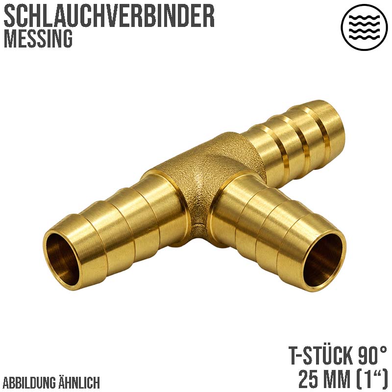 25 mm - 1 " Zoll T-Stück Schlauch Verbinder Verteiler Tülle Kupplung Reparatur Messing PN 10 bar