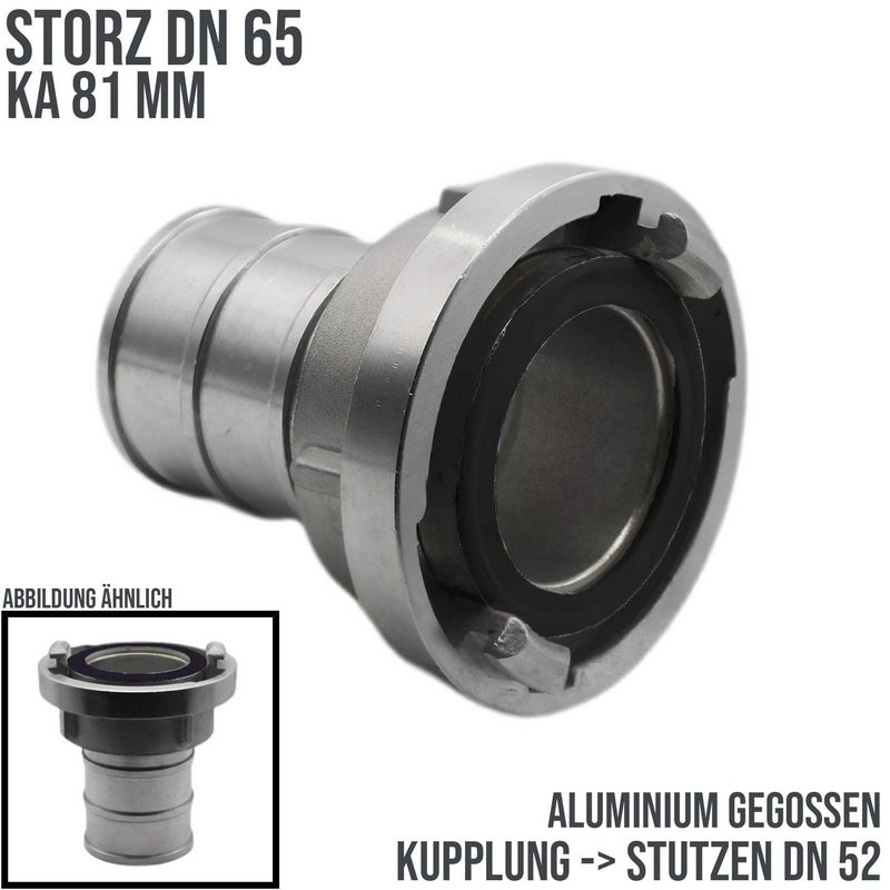 STORZ DN 65 KA 81 Saug Druck Kupplung -> Stutzen Tülle 52 mm Bau Feuerwehr Schlauch Aluminium - PN 10 bar