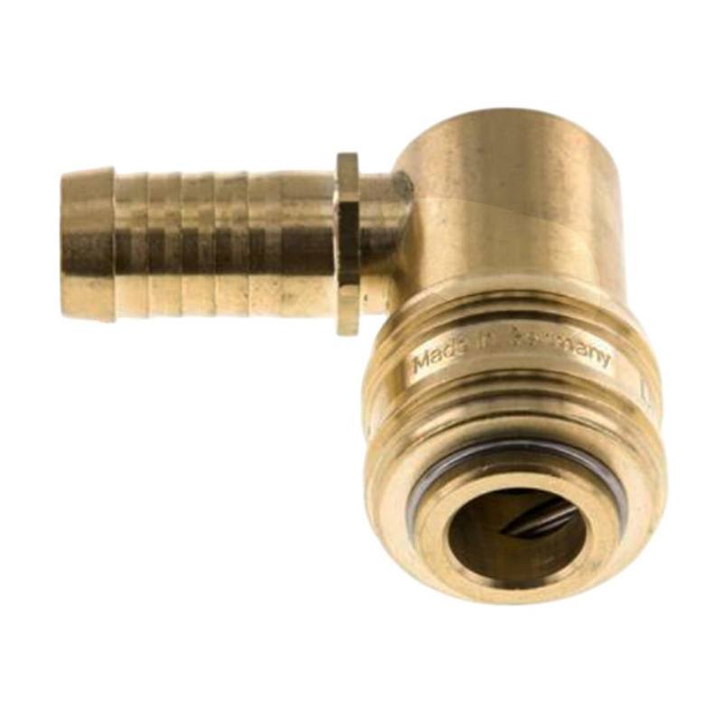 13 mm Druckluft Kupplung Dose Schnell Schlauch Winkel 90° Tülle Messing NW 7,2 LW - PN 35 bar