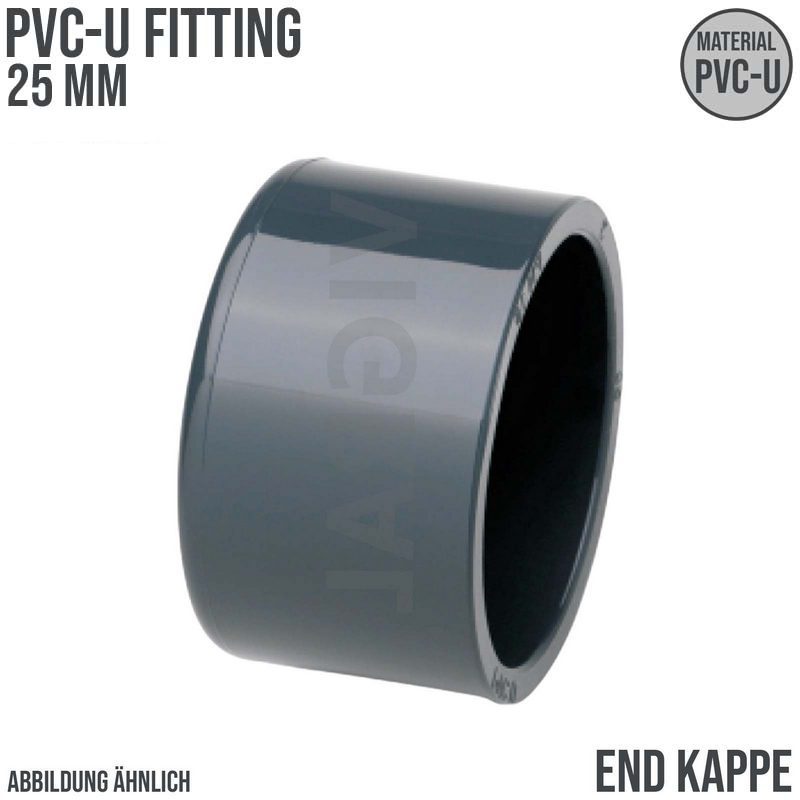 25 mm PVC Klebe Fitting End Kappe Verschluss Muffe Verbinder - PN 16 bar