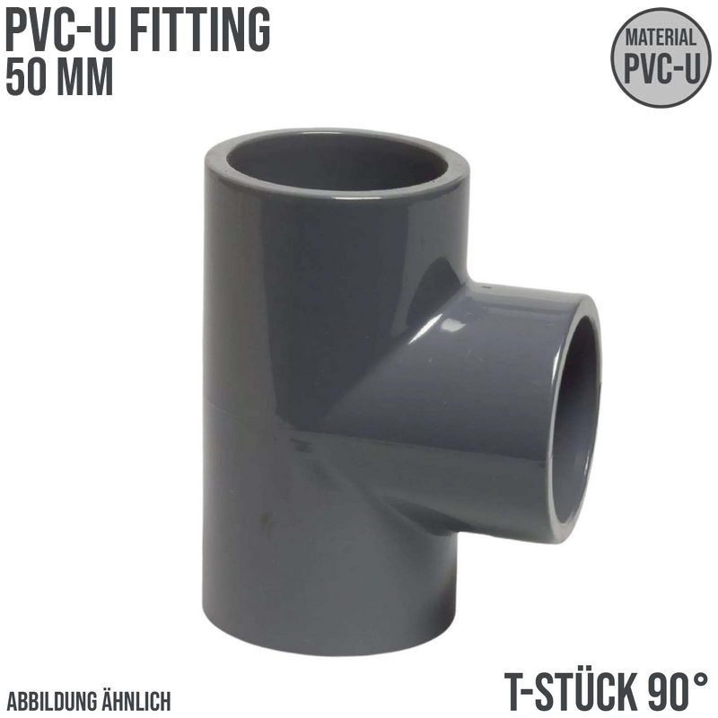 50 mm PVC Klebe Fitting T-Stück 90° Winkel Muffe Verbinder - PN 16 bar