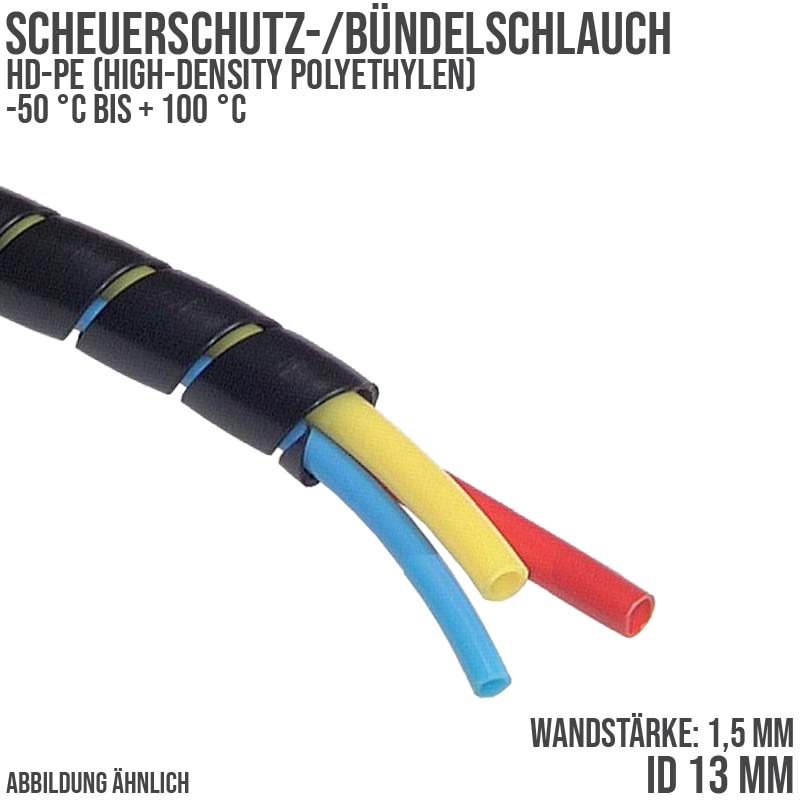 13 x 16 mm HD-PE Scheuer Schutz Bündel Schlauch extrudiert schwarz