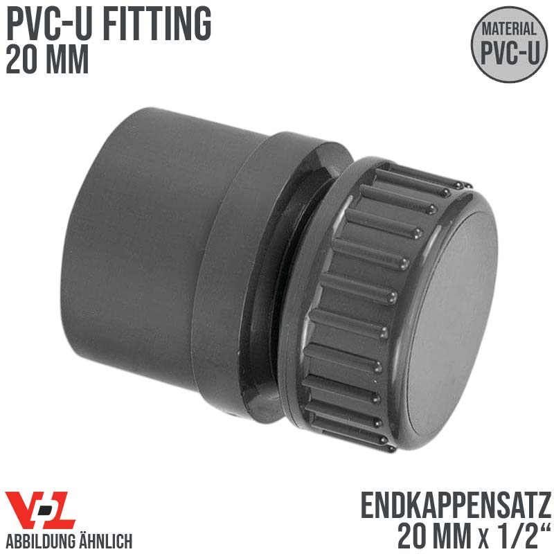 20 mm x 1 /2" VDL PVC Klebe Fitting End Kappen Satz Muffe Verbinder - PN 10 bar