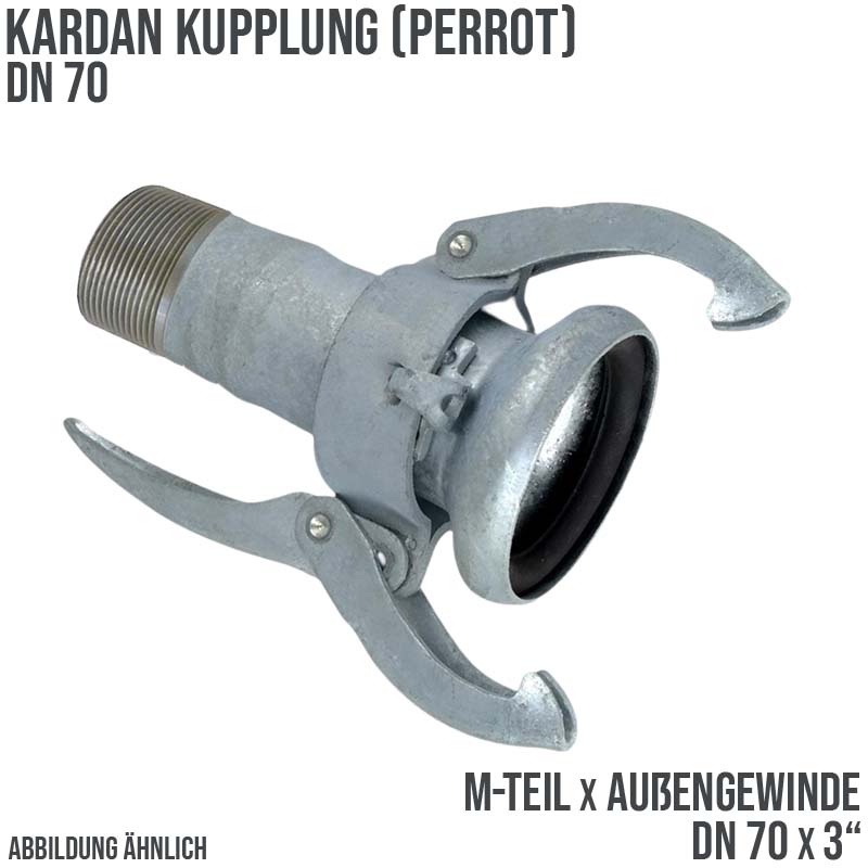 DN 70 Kardan Perrot Kupplung M-Teil mit Außengewinde 3" Zoll Gülle Schlamm Schlauch
