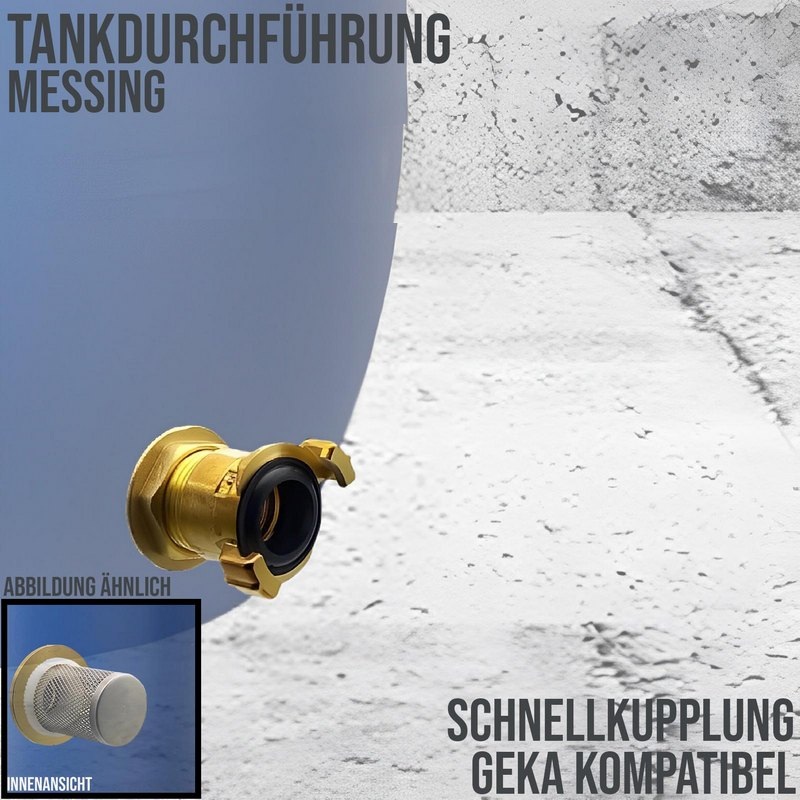Tank Regen Tonnen Durchführung Messing Schnellkupplung GEKA kompatibel - Anschuss Set PN 10 bar