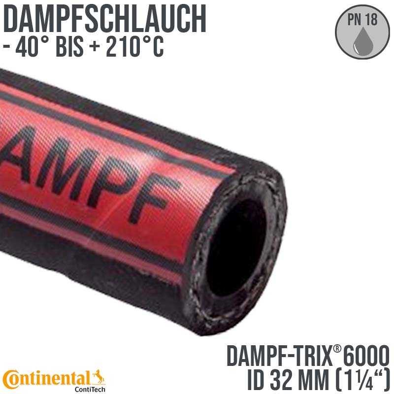 32 x 48 mm Dampf Heiss Wasser Schlauch EPDM DAMPF-TRIX 6000 - PN 18 bar