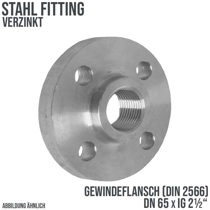 DN 65 x 2 1/2" Gewinde Flansch Innengewinde IG Stahl verzinkt DIN 2566 - PN 16 bar