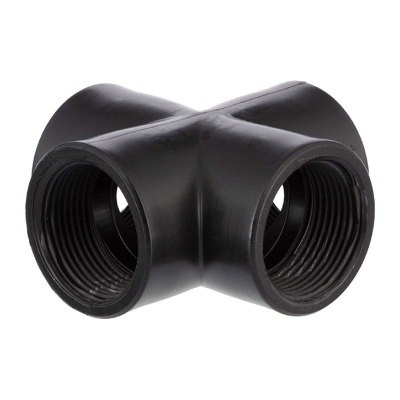 1 1/2 " PP Gewinde Fitting Kreuz schwarz Innen x Innengewinde IG Polypropylen - PN 10 bar