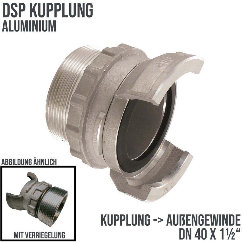 DN 40 DSP Kupplung Aluminium BSP Außengewinde AG 1 1/2" Verriegelung - PN 16 bar
