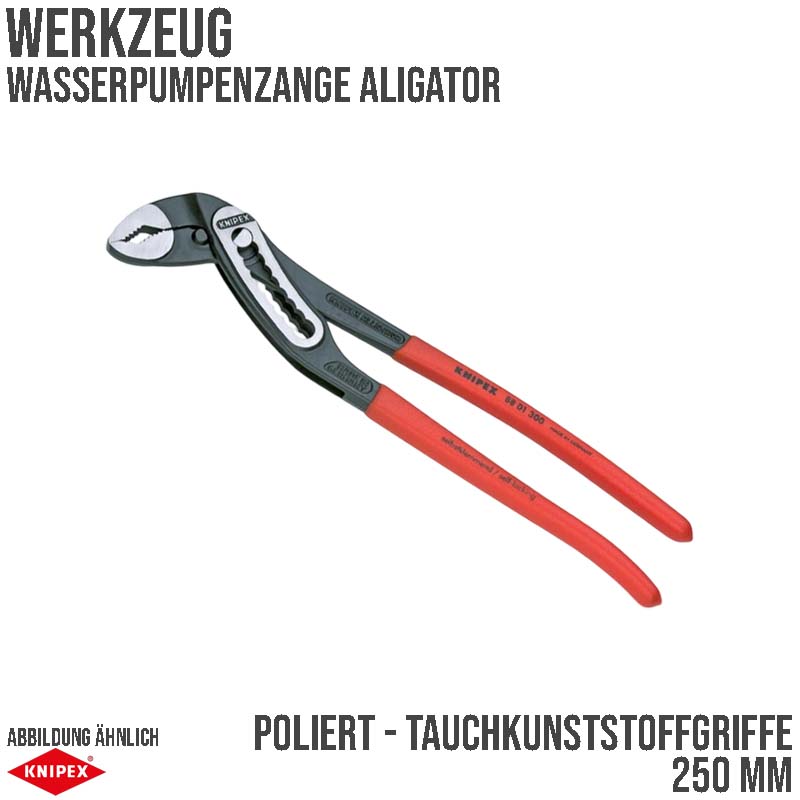 250 mm Wasserpumpen Zange Alligator poliert Tauchkunststoffgriffe Knipex