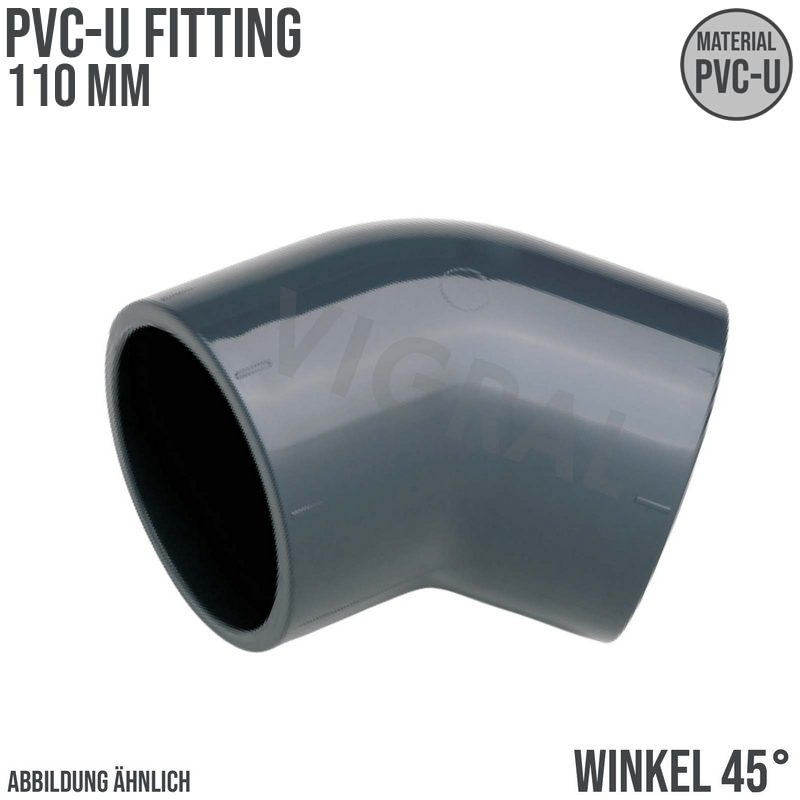 110 mm PVC Klebe Fitting Winkel 45° Muffe Verbinder - PN 16 bar
