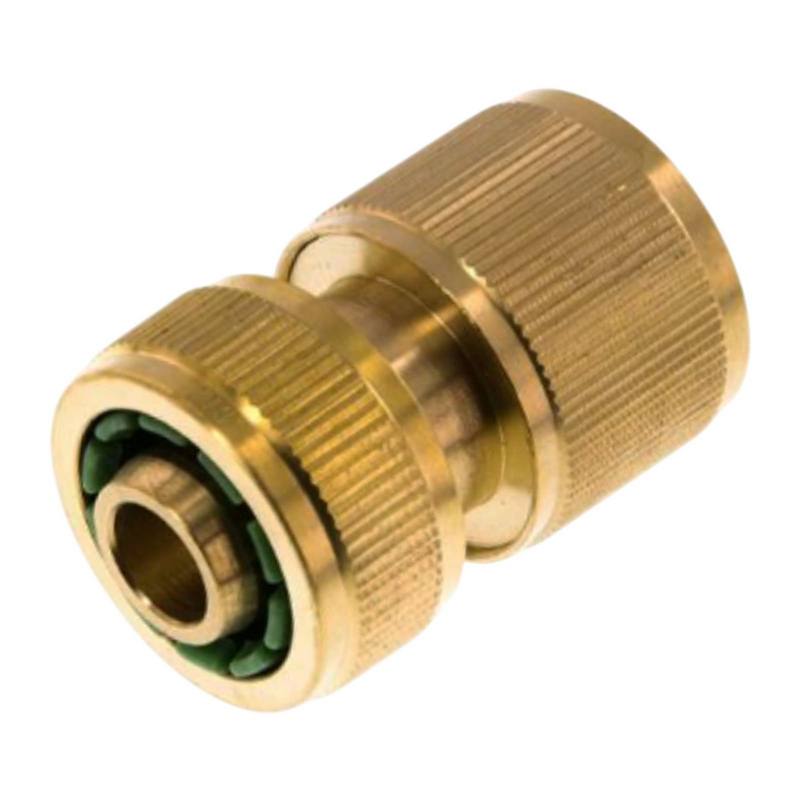 1/2" Schlauchstück Kupplung Click-System Quick Connect mit Wasser-Stop Messing (Gardena kompatibel)