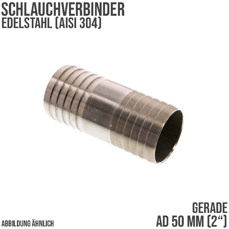 50 mm 2" Edelstahl AISI 304 Schlauch Verbinder Kupplung Tülle Stutzen massiv PN 10 bar