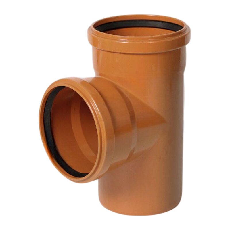 250 mm PVC T-Stück 87° Abzweig Abfluß Abwasser HT KG Rohr SN4 Steckmuffe x Stutzen rostbraun