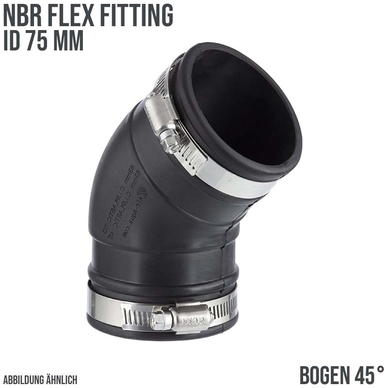 75 mm NBR Flex Fitting Bogen 45° Verbinder Reparatur (Klemmbereich 66 - 77 mm)