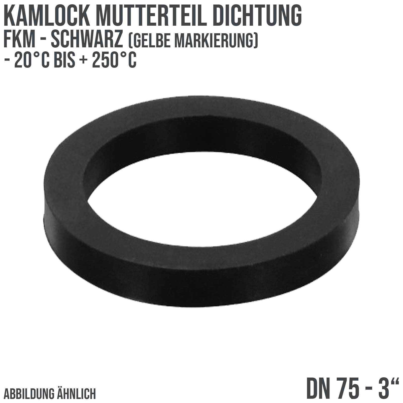 3" Zoll Kamlock Dichtung Mutterteil Kupplung schwarz/gelb DN 75