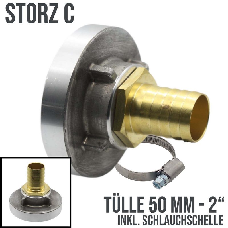STORZ C DN 52 KA 66 Übergangsstück Adapter -> Tülle Stutzen 50 mm 2"" Zoll Messing Pumpen Anschluss