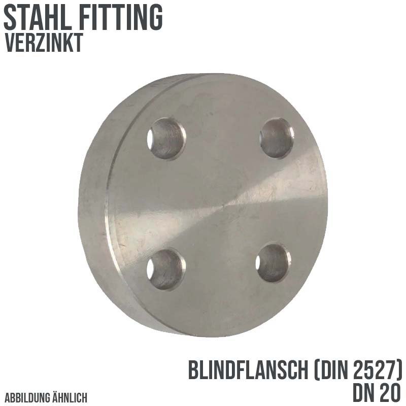 DN 20 Blind Flansch Stumpfschweißung Stahl verzinkt DIN 2527 - PN 16 bar