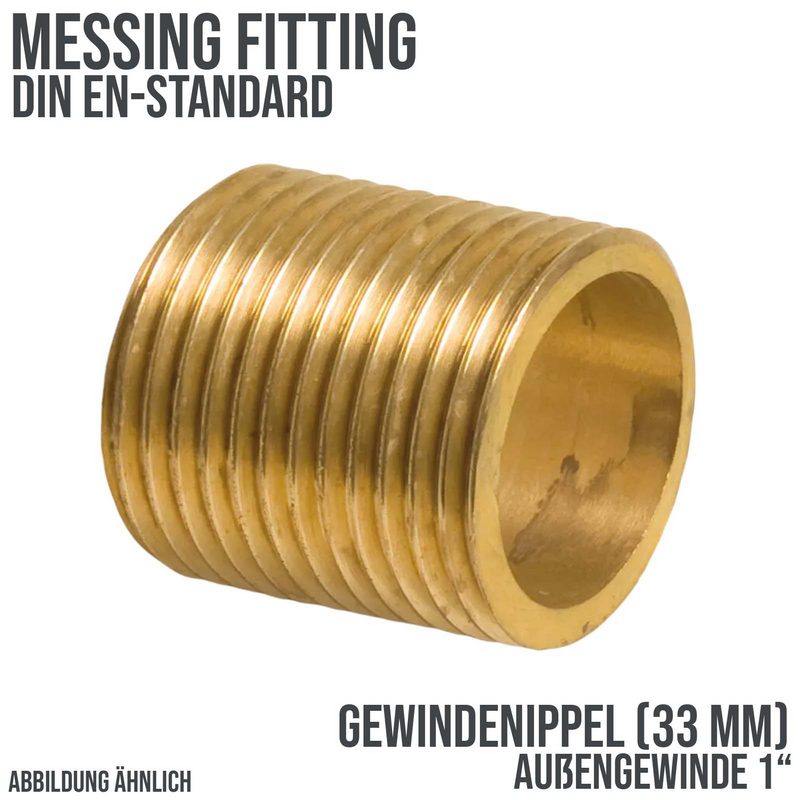 1" Gewindenippel Nr. 531 Außengewinde AG Messing Fittings PN 40 bar - Länge: 33 mm