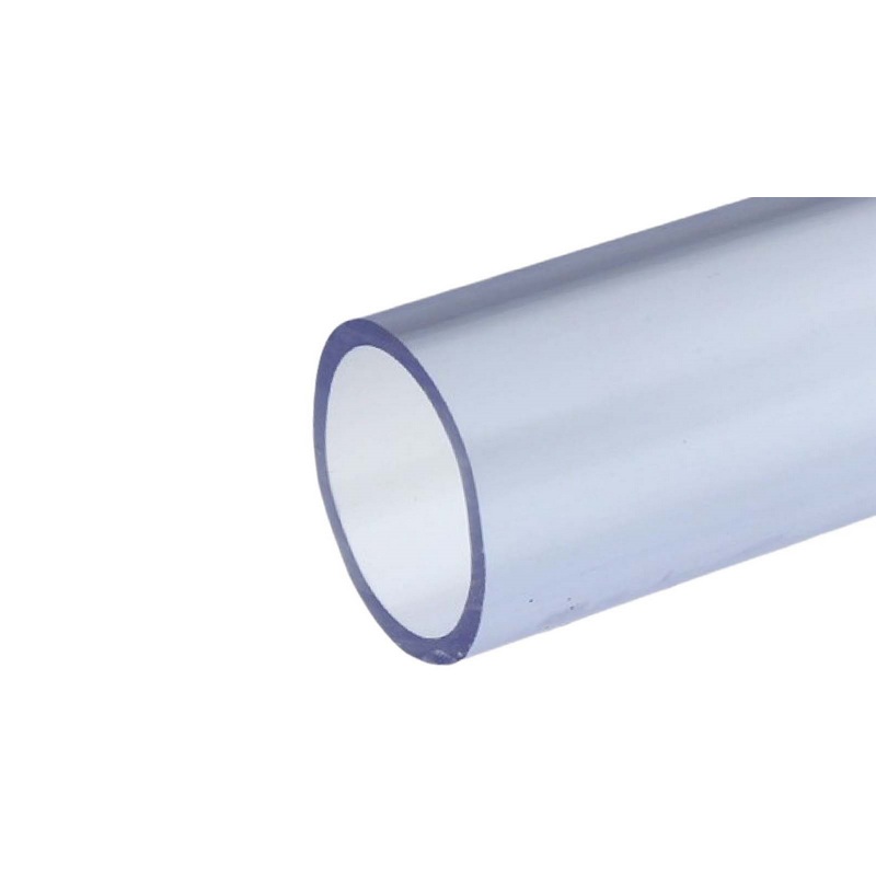 50 x 2,4 mm PVC Klebe Fitting Druck Kunststoff Rohr transparent durchsichtig - 1 m Länge - PN 10 bar