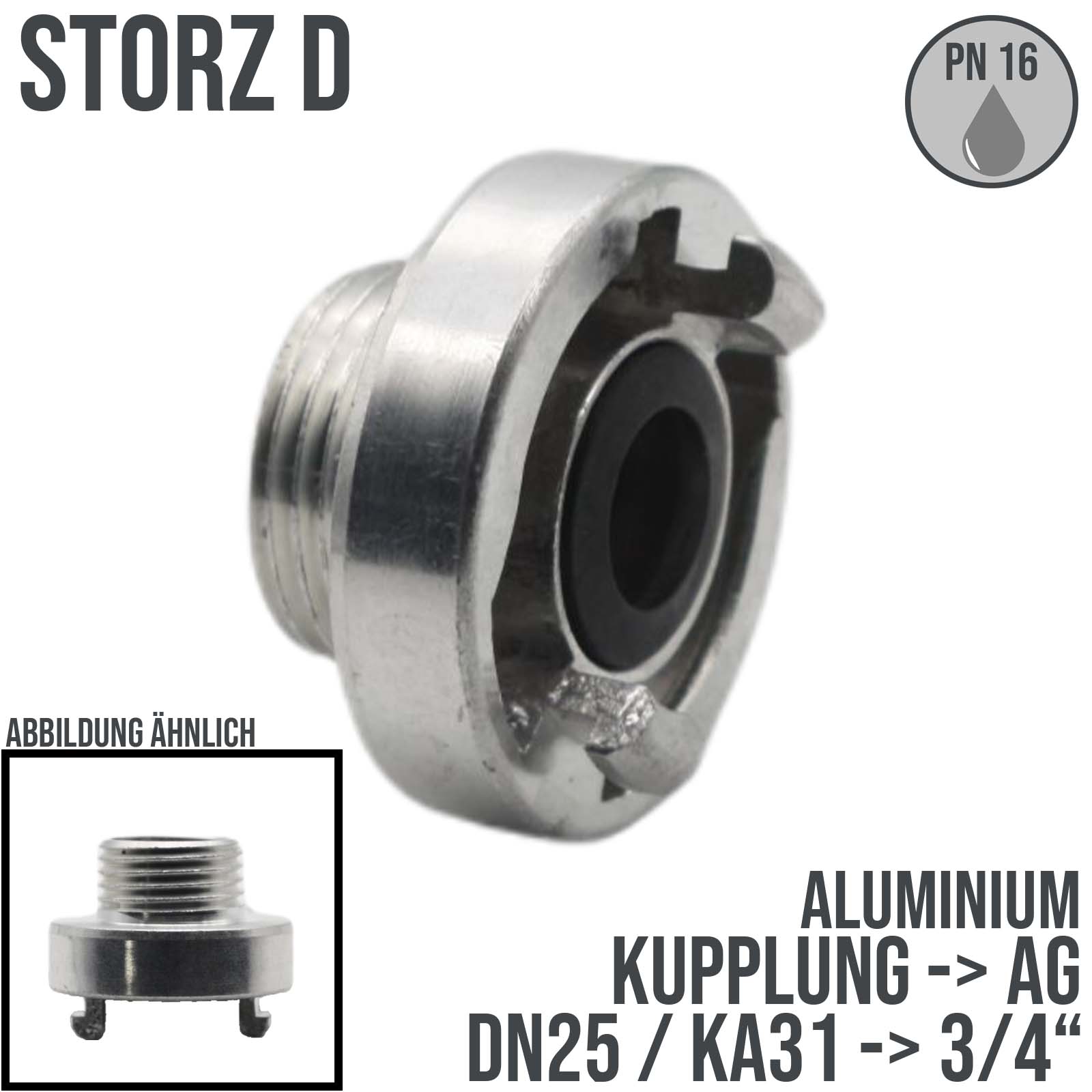 STORZ D DN25 KA31 Kupplung Außengewinde AG 3/4" Saug Bau Feuerwehr Schlauch PN 16 bar