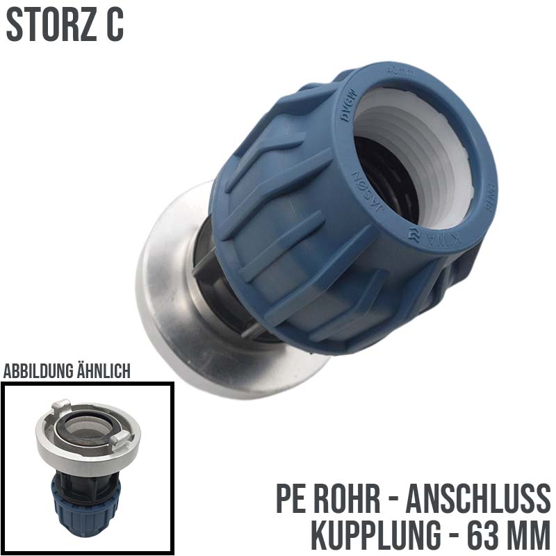 STORZ C DN 52 KA 66 Übergangsstück Adapter -> 63 mm PE Kupplung Rohr Klebeschlauch