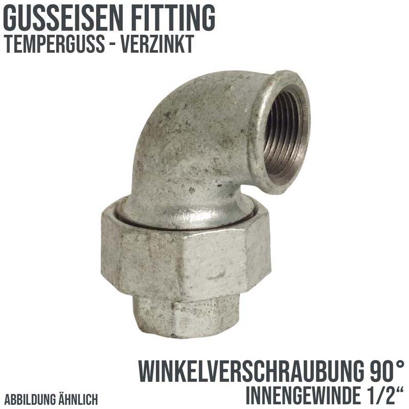 1/2" Gusseisen Temperguss Fitting Nr. 96 Winkelverschraubung 90° Innengewinde IG DVGW PN 25 bar