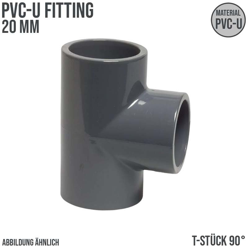20 mm PVC Klebe Fitting T-Stück 90° Winkel Muffe Verbinder - PN 16 bar