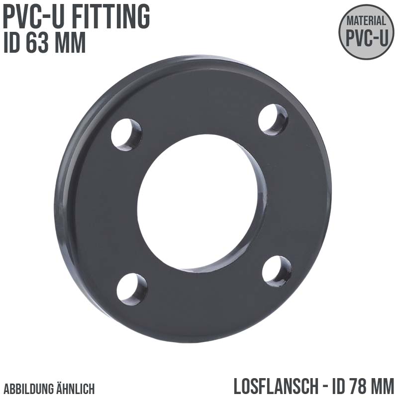 63 mm PVC Klebe Fitting Los Flansch Muffe Verbinder DN 50 - ID 78 mm - PN 16 bar