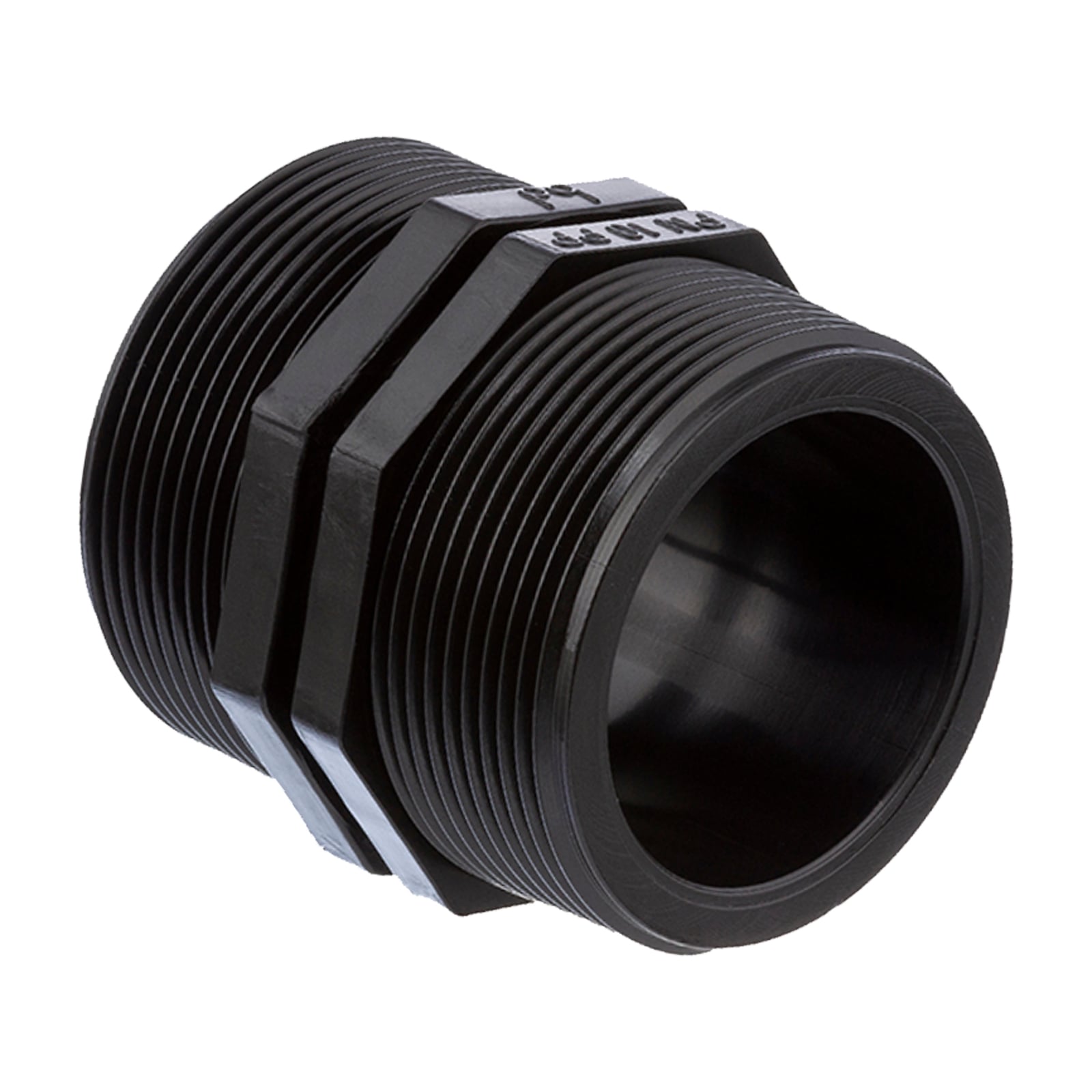 2" PP Gewinde Fitting Doppel Nippel schwarz Außengewinde AG Polypropylen - PN 10 bar