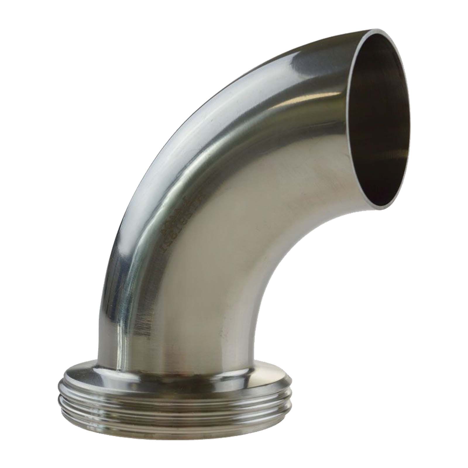 DN 80 Milchrohr Verschraubung DIN 11851 VT Vaterteil Stutzen 90° Bogen ÜWM Außengewinde Anschweißende ID x AD 81 x 85 mm - PN 25 bar